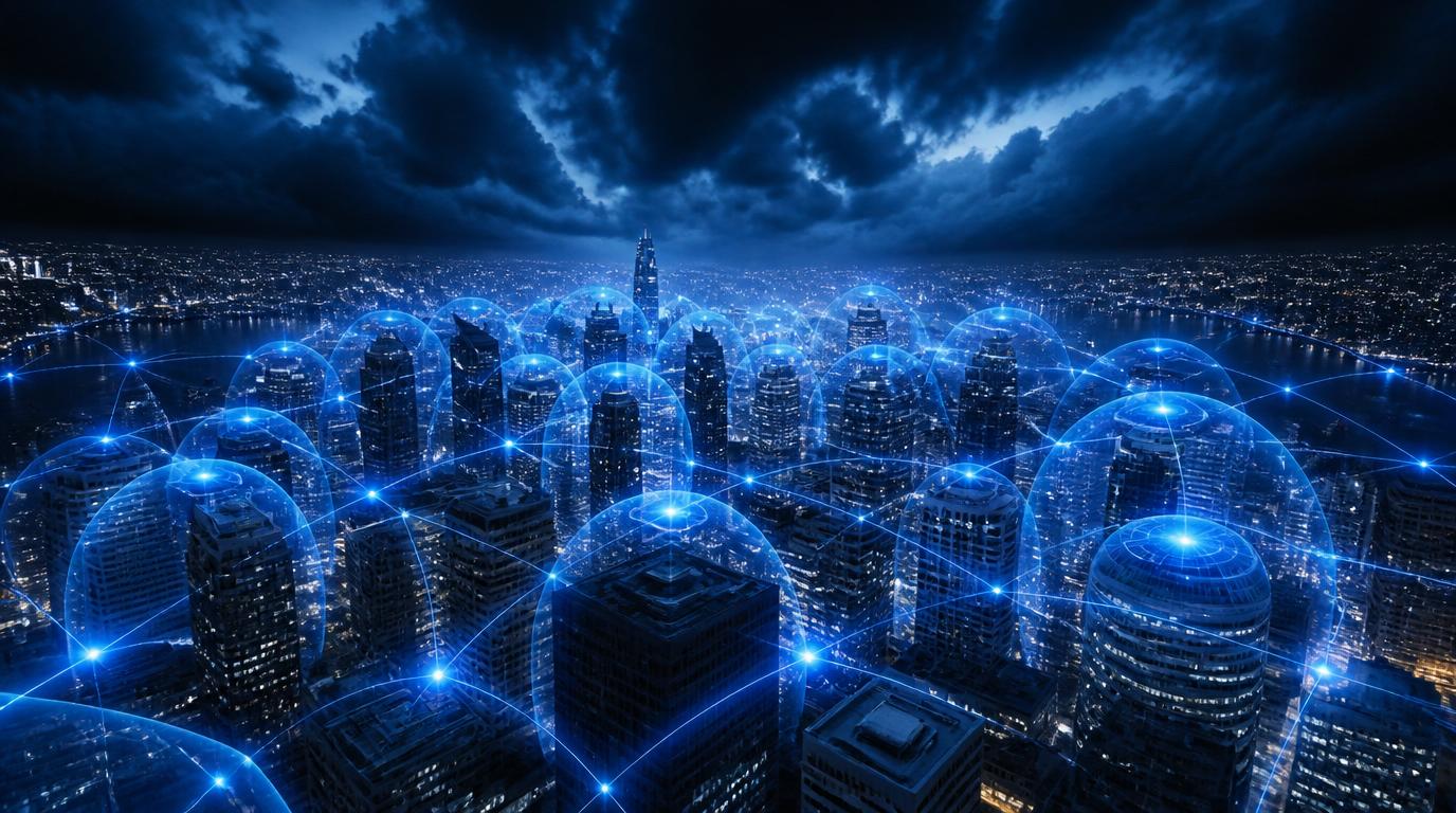 Small business cybersecurity shown as a Microsoft 365 admin security dashboard with MFA enforcement enabled and threat detection active