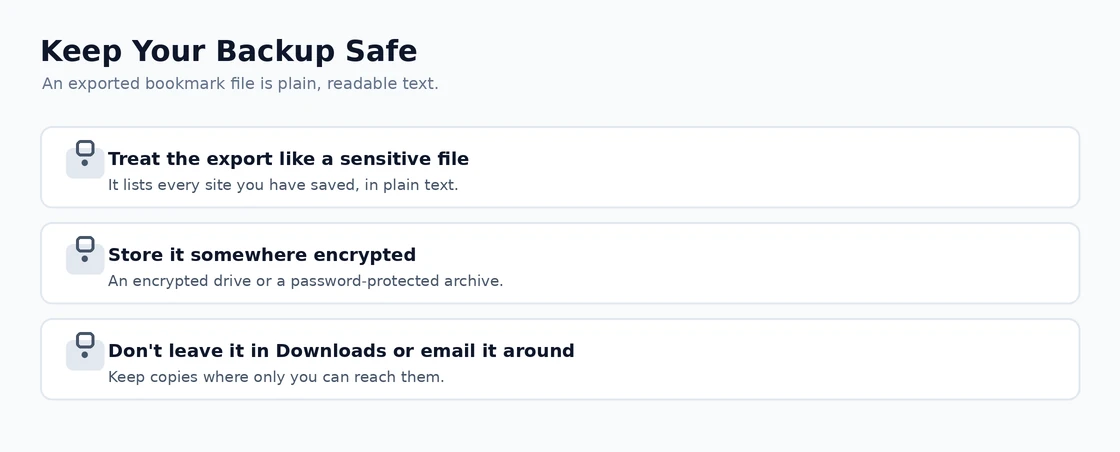 How to keep your exported Chrome bookmarks file safe