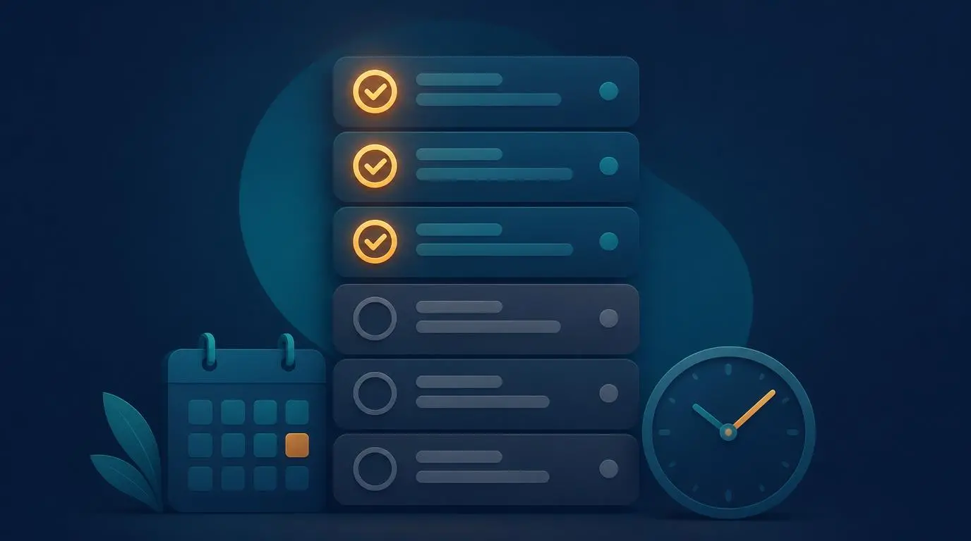 A to-do list with completed and scheduled tasks