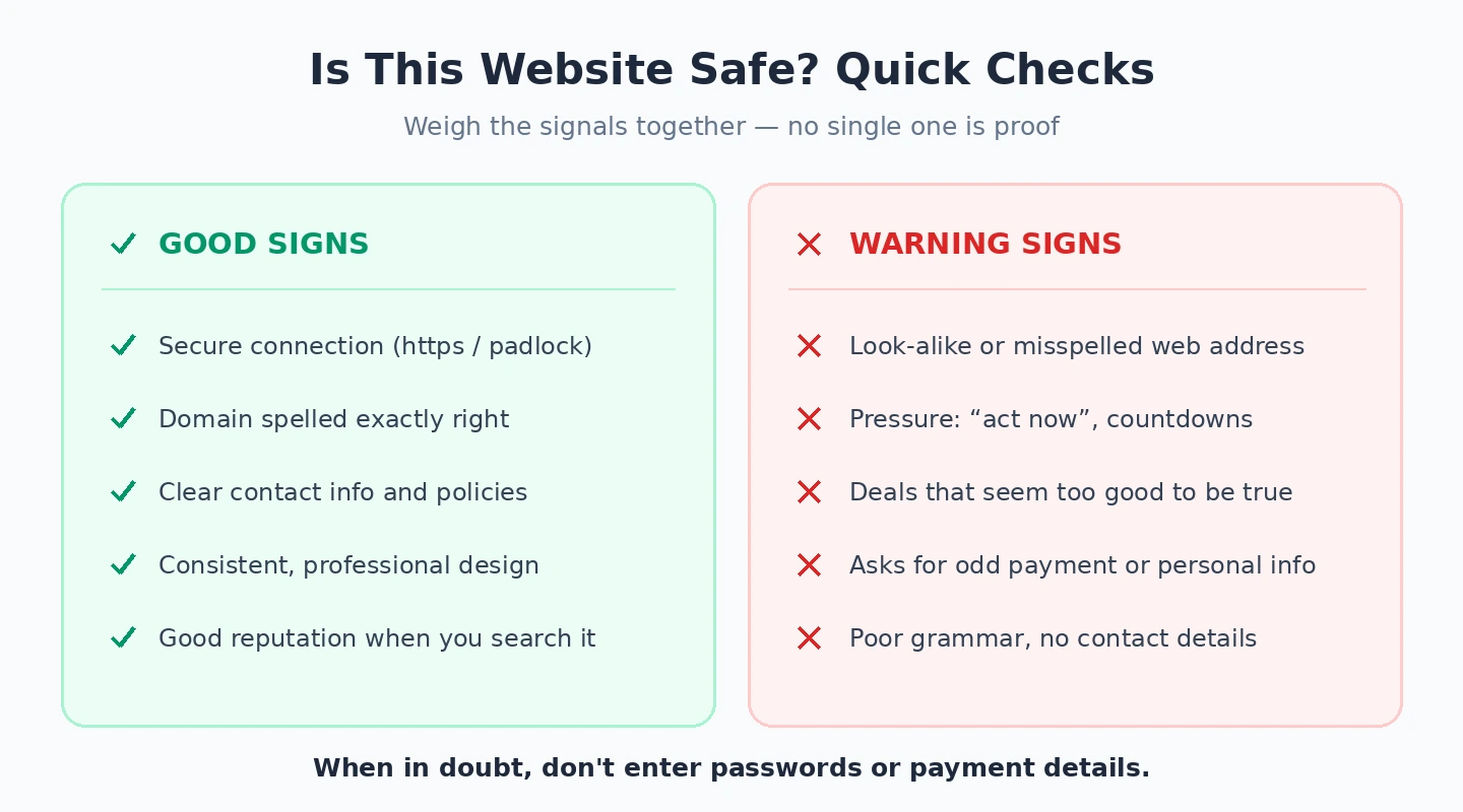 Is this website safe checklist Checklist of safe and unsafe website signs