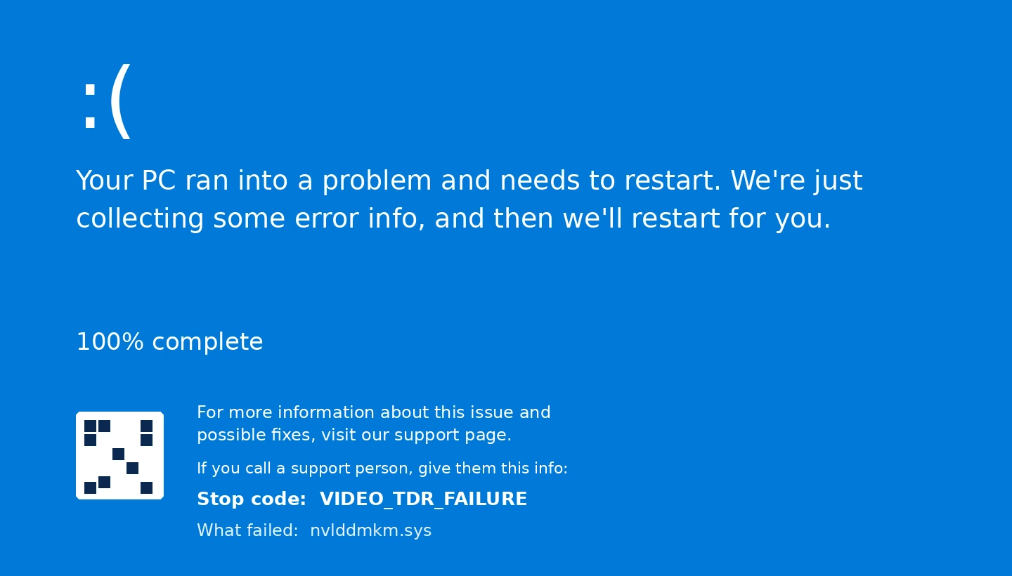Video TDR Failure blue screen Video TDR Failure blue screen error