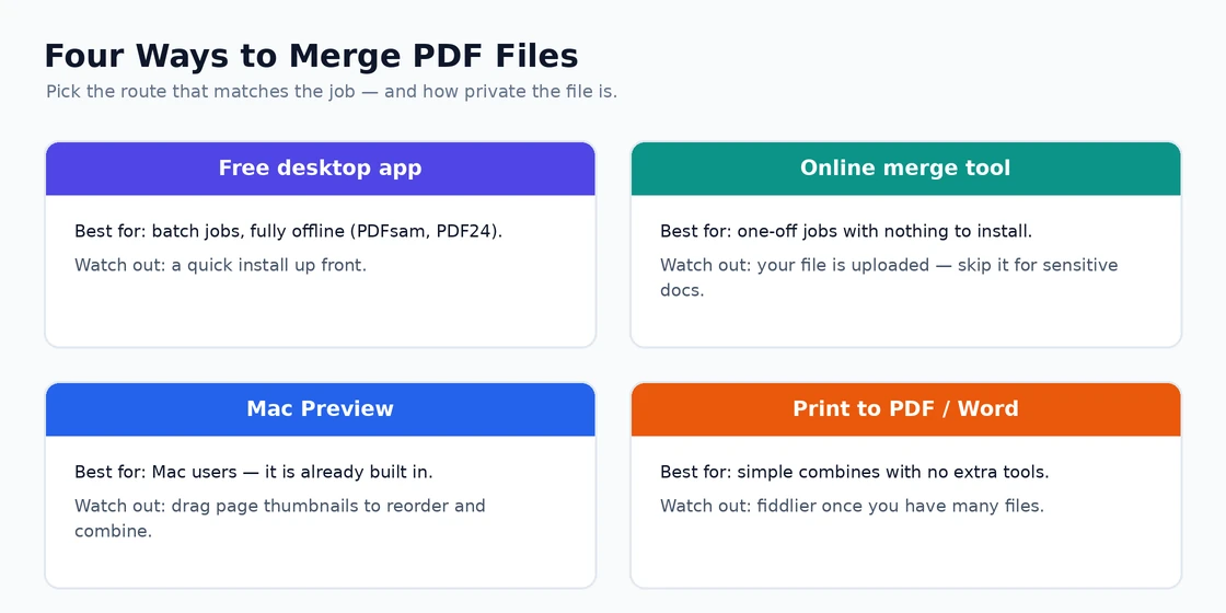 Four Ways to Merge PDF Files Four ways to merge PDF files compared