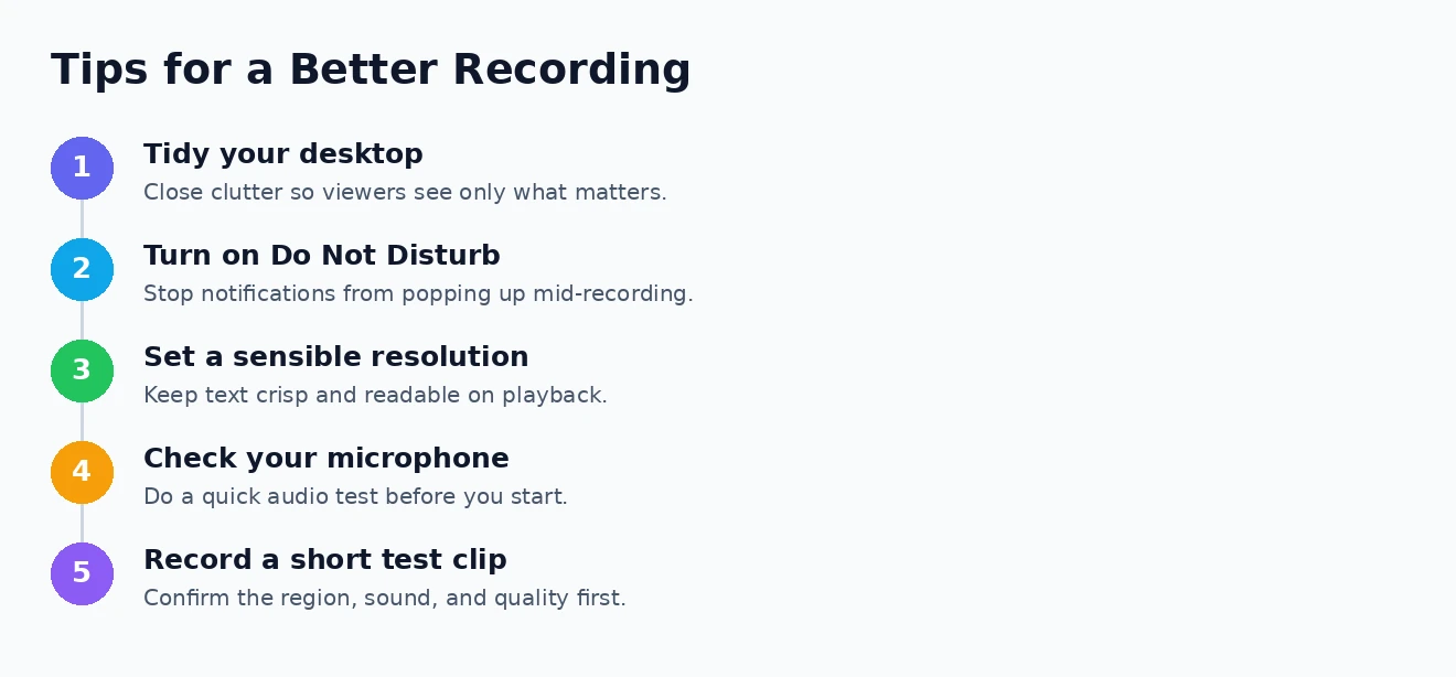 Tips for a better recording Tips for a better screen recording on Windows